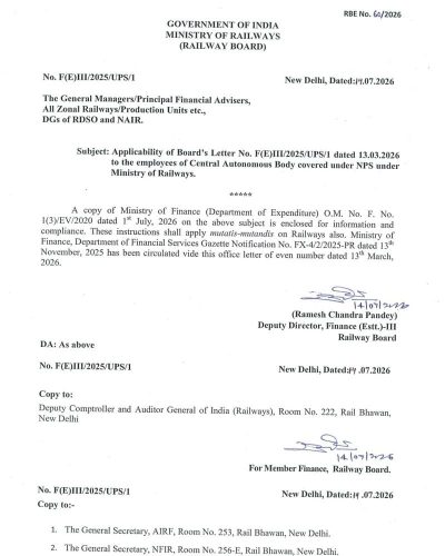 Employees of Central Autonomous Body covered under NPS under Ministry of Railways - Enhancement of Investment options: RBE No. 60/2026 1 employees-of-central-autonomous-body-covered-under-nps-rbe-60-2026