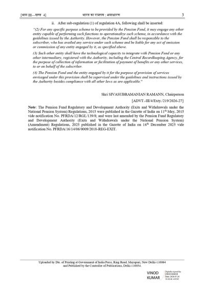 Exits and Withdrawals Under the National Pension System Amendment Regulations, 2026 राष्ट्रीय पेंशन प्रणाली के अंतर्गत निकास और प्रत्याहरण संशोधन विनियम, 2026 3 exits-and-withdrawals-under-nps-amendment-regulation-2026-3