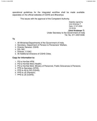 Integration of CGHS Online System with ‘Bhavishya’ Portal for Retiring Government Employees: MoH&FW O.M. 2 integration-of-cghs-online-system-with-bhavishya-portal-om-page-2