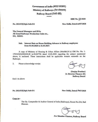 Interest Rate on House Building Advance to Railway employees from 01.04.2026 to 31.03.2027: RBE No. 57/2026 1 interest-rate-on-house-building-advance-2026-2027-rbe-57-2026-eng