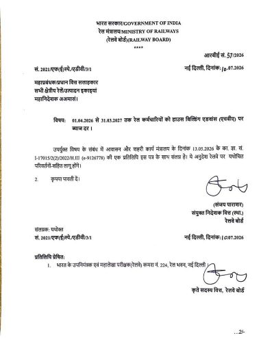 Interest Rate on House Building Advance to Railway employees from 01.04.2026 to 31.03.2027: RBE No. 57/2026 2 interest-rate-on-house-building-advance-2026-2027-rbe-57-2026-hin