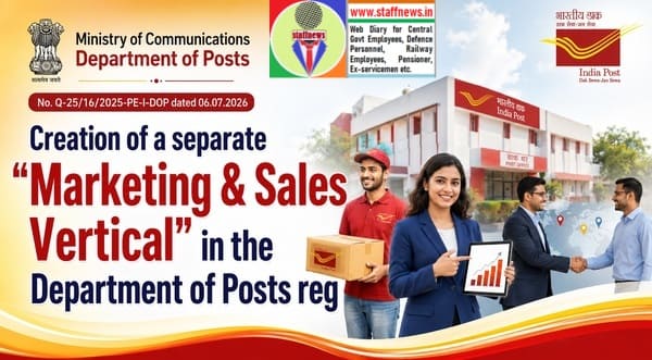 Marketing & Sales Vertical – Creation of a separate Work-Area in the Department of Posts Marketing & Sales Vertical – Creation of a separate Work-Area in the Department of Posts