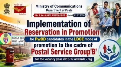 Reservation in Promotion for PwBD candidates in the LDCE mode for Postal Service Group 'B' for year 2016-17 onwards 1 reservation-in-promotion-for-pwbd-in-ldce-postal-gp-b