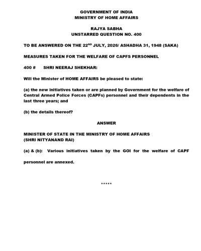 Measures taken for the welfare of CAPFs Personnel in last 3 years सीएपीएफ कार्मिकों के कल्याण के लिए पिछले तीन वर्षों में किए गए उपाय 1 welfare-of-capfs-personnel-eng-1