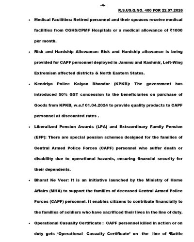 Measures taken for the welfare of CAPFs Personnel in last 3 years सीएपीएफ कार्मिकों के कल्याण के लिए पिछले तीन वर्षों में किए गए उपाय 4 welfare-of-capfs-personnel-eng-4