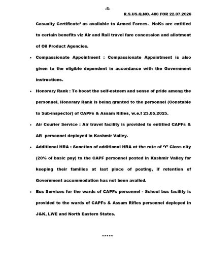 Measures taken for the welfare of CAPFs Personnel in last 3 years सीएपीएफ कार्मिकों के कल्याण के लिए पिछले तीन वर्षों में किए गए उपाय 5 welfare-of-capfs-personnel-eng-5