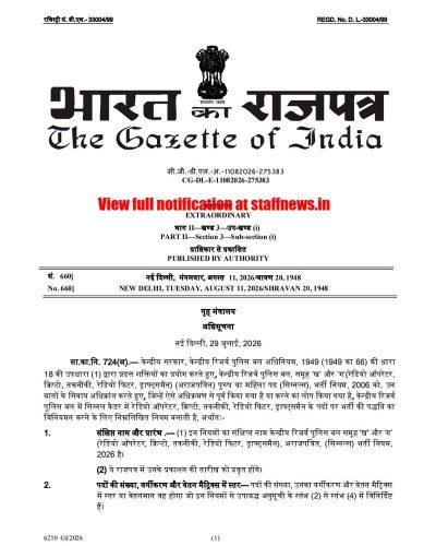 Central Reserve Police Force Group ‘B’ and ‘C’ (Radio Operator, Crypto, Technical, Radio Fitter, Draughtsman), Non-Gazetted, (Signals) Recruitment Rules, 2026 1 central-reserve-police-force-group-b-and-c-rr-2026