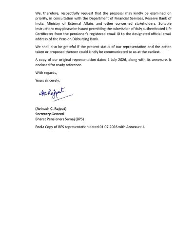 Facilitate submission of Annual Life Certificates by Overseas/NRI Pensioners through registered email IDs: BPS reminder letter to DoPPW and others 2 facilitate-submission-of-annual-life-certificates-by-overseas-nri-pensioners-bps-letter_page-0002