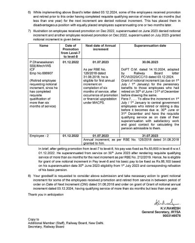 Grant of Notional Increment for the pensionary benefits - IRTSA Memorandum to consider increment under Rule 10 after DNI fixation of pay on promotion/MACP 2 grant-of-notional-increment-for-the-pensionary-benefits-under-rule-10-irtsa-memo-2