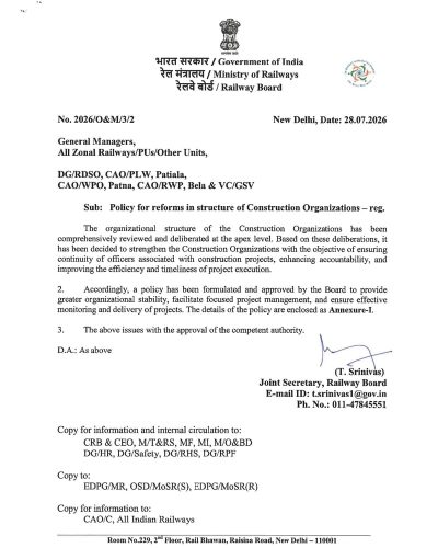 Policy for reforms in structure of Construction Organizations: Railway Board Order 1 policy-for-reforms-in-structure-of-construction-organizations-1