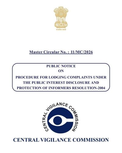 Public Notice on Procedure for lodging complaints under the PIDPI Resolution-2004: CVC Master Circular No. 11/MC/2026 1 public-notice-on-procedure-for-lodging-complaints-under-pidpi