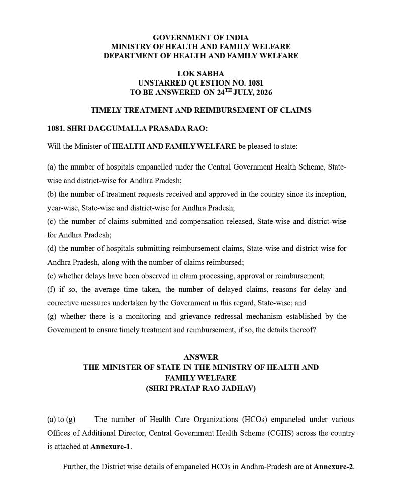 Timely treatment and reimbursement of claims under CGHS समय पर उपचार और दावों की प्रतिपूर्ति Timely treatment and reimbursement of claims under CGHS समय पर उपचार और दावों की प्रतिपूर्ति