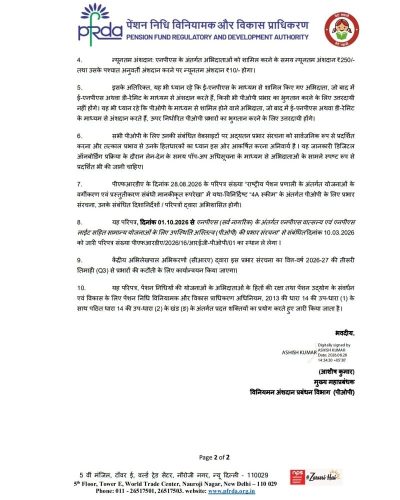 Charge structure applicable to PoPs for All Schemes under NPS and NPS Lite: PFRDA Circular 4 charge structure applicable to pops under nps hindi 2