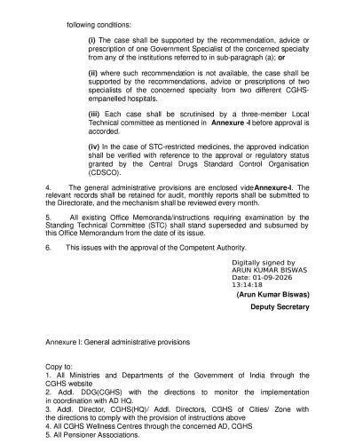 Decentralisation of approval procedure for selected STC-related cases under CGHS: O.M. dated 01.09.2026 2 decentralisation-of-approval-procedure-under-cghs-02