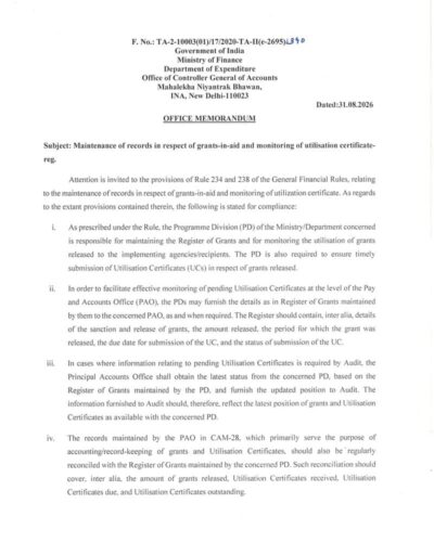 maintenance-of-records-in-respect-of-grants-in-aid-cga-1
