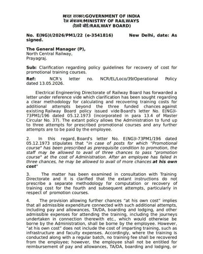 Policy guidelines for recovery of cost for promotional training courses - Clarification by Railway Board 1 policy-guidelines-for-recovery-of-cost-for-promotional-training-1