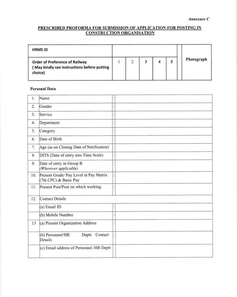Posting/Retention of officers in Construction Organisations: Railway Board Order Posting/Retention of officers in Construction Organisations: Railway Board Order